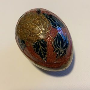 Brass Egg with Enamel Flower AS IS